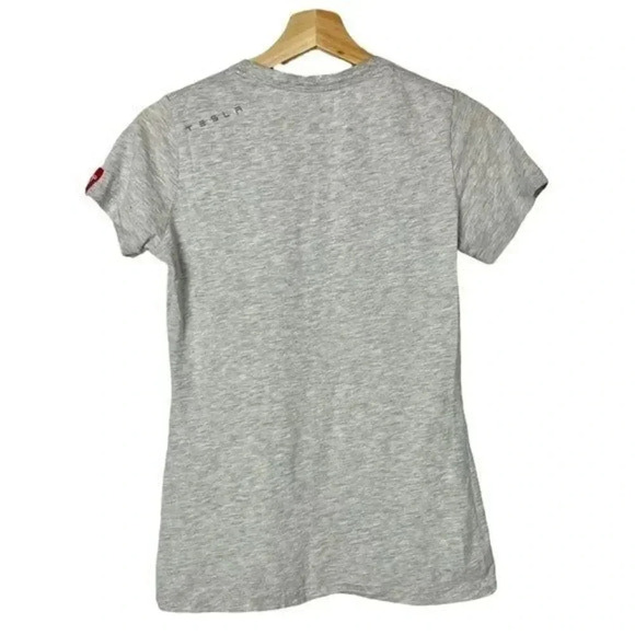 Tesla Light Gray Model X V-Neck Short Sleeve T-Shirt S - Picture 2 of 6